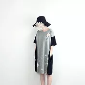 ：Urb.【公園躲貓貓】拼接口袋洋裝款FREE灰黑