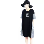：Urb.【沙發貓】拼接口袋洋裝款FREE黑色