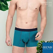 【HENIS】經典純色棉織 立體貼身四角內褲M湖水綠