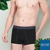 【HENIS】時尚圓點棉織 立體貼身四角內褲M黑