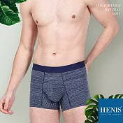 【HENIS】時尚花紗棉織 立體貼身四角內褲M藏青