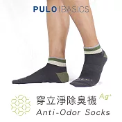 【PULO】穿立淨除臭拼接色塊短襪-墨綠L