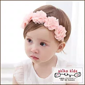【akiko kids】甜美蕾絲5朵花造型0.3-18月寶寶髮帶-粉色
