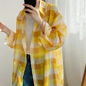 【那木】漸層格子長版薄款防晒空調衫(3色)   FREE黃