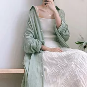 【那木】棉麻防晒空調長版襯衫 (2色)    FREE森綠