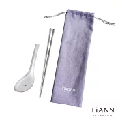 【鈦安純鈦餐具 TiANN】純鈦筷子+台式湯匙組 (贈餐具收納袋) 環保餐具/露營餐具 優惠組合