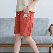 【慢。生活】繫帶純色口袋短褲 11821　FREE橘色