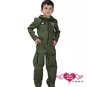 【天使霓裳】角色扮演 帥氣空軍 兒童萬聖節派對表演服M墨綠