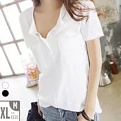 【MsMore】韓國女星熱銷抗夏涼爽設計款短袖純棉T上衣#j104336M白