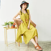 【潘克拉】手縫拼接層次背心裙 TM172 FREE芥黃