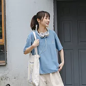 【良池】日系字母繡花百搭短T (2色)FREE水藍