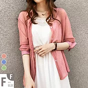 【MsMore】韓國時尚輕薄涼透柳樹紗防曬襯衫外罩#j104364M粉紅