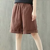 【NUMI】森-純色百搭五分休閒褲-共3色-52171(M-2XL可選)L淺棕色