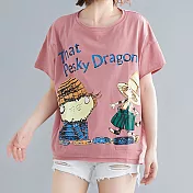 【NUMI】森-俏皮卡通印花T恤-共2色-52177(F可選)F粉紅色