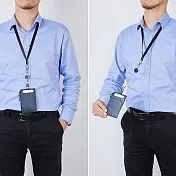 MONDAINE 瑞士國鐵溜溜球牛皮證件套 -十字紋藍