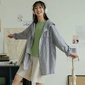 【良池】連帽條紋寬版襯衫式防晒外套(2色)   FREE黑條