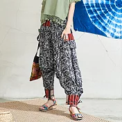 【潘克拉】編織鬆緊腰束腳飛鼠褲 TM570 FREE黑色