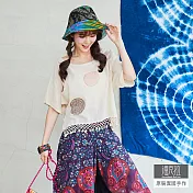 【潘克拉】圓圈繡線編織下襬上衣 TM1045 FREE杏色