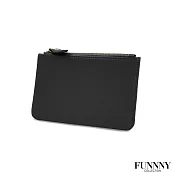 FUNNNY 真皮荔枝紋機能中型 票卡夾/零錢包 中居 果音 經典黑