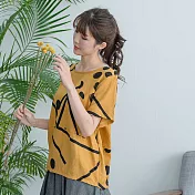 【慢。生活】文藝抽象印花涼感上衣 1202　FREE黃色