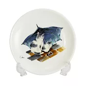 【和藍】水彩日本島貓立皿 ‧雨天