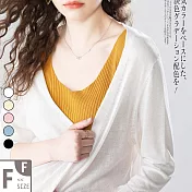 【MsMore】義大利冰涼絲顯瘦純色薄款七分針織空調衫外套#104572F白