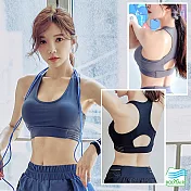 【BODYAIR嚴選】透色環繞紗運動內衣(健身.瑜珈.慢跑)S藍