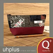 uhplus Q-plus寬底筆袋- 貓の和物語(黑紅)