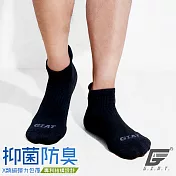GIAT 台灣製專利護跟類繃壓力消臭運動襪F黑色
