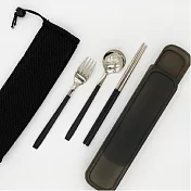 【鮮食優多】304不鏽鋼鏡面烤漆餐具組(沈穩黑)