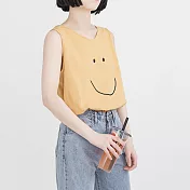 【AnZa】大笑臉無袖百搭長版背心(5色)    FREE黃色