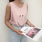 【AnZa】大笑臉無袖百搭長版背心(5色)    FREE粉色