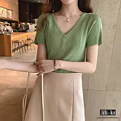 【Jilli~ko】薄款冰絲針織T恤 1811　FREE綠色