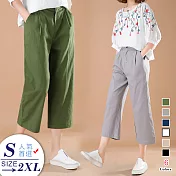 【A.Cheter】韓國氣質文青鬆緊腰頭八分棉麻寬褲*102681S灰