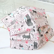 TEMARIYA 日本製可水洗手作立體口罩9x16.5(貓咪遊樂園)粉