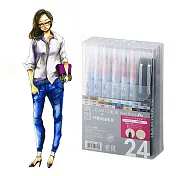 【Kuretake 日本吳竹】 ZIG 彩繪毛筆+MANGAKA 代針筆組合-24色套組/中性色系