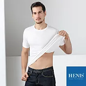 【HENIS】水感沁透 絲柔嫘縈圓領短袖M米白