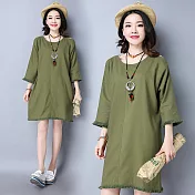 【NUMI】森-流蘇邊純色露肩連衣裙-綠色-50791(M-2XL可選)M綠色