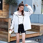 【Jilli~ko】薄款寬鬆防曬連帽外套 J6937　FREE白色