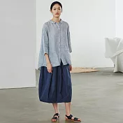 旅途原品_街角旅行_原創設計肌理全棉基礎半身裙 S/M/L　S寶藍色