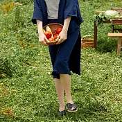 旅途原品_隨行記_原創設計棉麻兩片式半裙 M/L/XL　M寶藍色