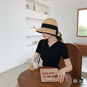 【Jilli~ko】冰絲薄款V領針織T恤 8021　FREE黑色