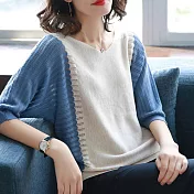 【初色】冰絲拼接蝙蝠袖針織衫-共3色-93693(F可選)F白色