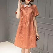 【初色】純色襯衫領洋裝-共5色-93709(M-2XL可選)M磚紅色