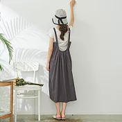 【慢。生活】後風琴摺棉麻吊帶背心裙 872　FREE深灰