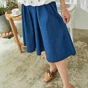 【慢。生活】中長款鬆緊牛仔A字裙 884　FREE藍色