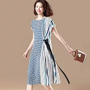 【初色】法式復古格紋拼接洋裝-綠色-93733(M-2XL可選)M綠色