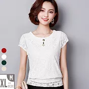 【MsMore】英國凱特風香水百合全蕾絲彈力上衣#104722M白