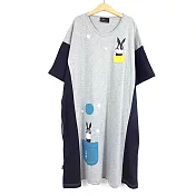 ：Urb.【泡泡兔】拼接二側口袋洋裝款FREE灰+黑