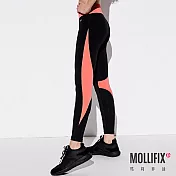 Mollifix瑪莉菲絲 流動拼接動塑褲 (黑+橘粉)S